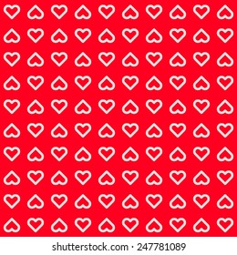 Red abstract background with seamless Valentine's heart signs pattern for internet sites, web user interfaces, UI, applications, apps, presentations, postcards and invitations. Flat design. Vector.