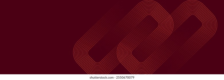 Red abstract background with shiny geometric lines. Modern shiny orange lines pattern. Futuristic technology concept. Horizontal banner template.