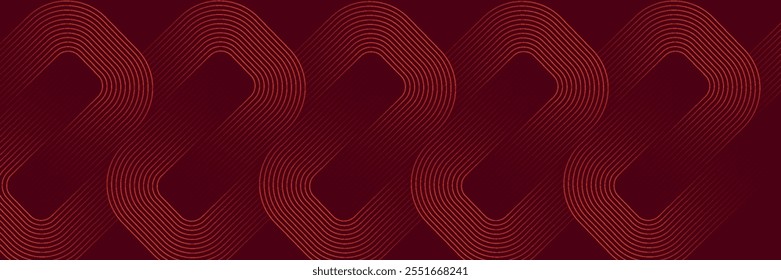 Red abstract background with shiny geometric lines. Modern shiny orange lines pattern. Futuristic technology concept. Horizontal banner template.