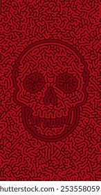 Red Abstract Background with Skull