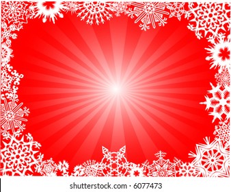 red abstract background with snowflake
