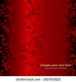 Red abstract background. Red sparkles. Gold and silver text