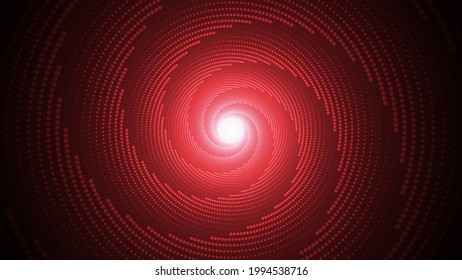 Ein roter abstrakter Hintergrund mit Spiralen in der Mitte, wobei Kreise als Hauptelement verwendet werden.
