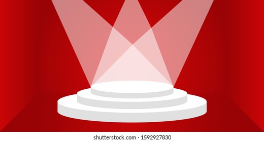 Red abstract background with stage and lights