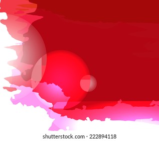 Red abstract background with torn edge and round geometric shape