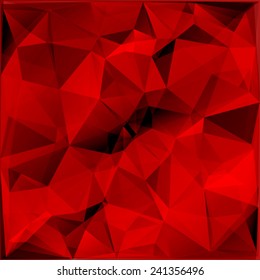Red abstract background with triangles pattern. Red polygonal background texture. Vector background. Design element for flyers or banners. Triangle background.