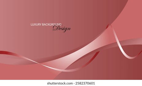 Red abstract background vector design. Pink background with curved ribbon decoration. Suit for banner, backdrop, poster, brochure, web design, award, certificate, presentation, business card, etc