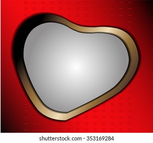 Red abstract background vector with heart 