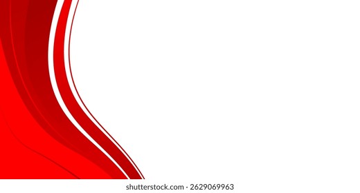 fundo abstrato vermelho com estilo de onda no fundo branco dá uma impressão elegante e dinâmica