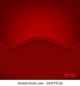 Red abstract background with wavy cut