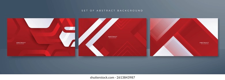 Red Abstract Backgrounds, Modern Presentation Templates Set.