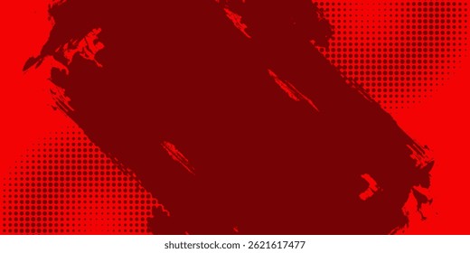 Red Abstract Brush Background with Sporty Style and Halftone Effect. Brush Stroke Illustration for Banner, Poster, or Sports Background