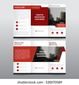 Red Abstract Business Tri Fold Leaflet Brochure Flyer Report Template Vector Minimal Flat Design Set, Abstract Three Fold Presentation Layout Templates A4 Size