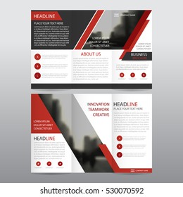 Red abstract business tri fold Leaflet Brochure Flyer report template vector minimal flat design set, abstract three fold presentation layout templates a4 size