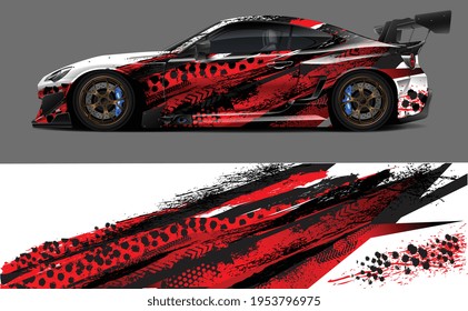 red abstract car wrap livery