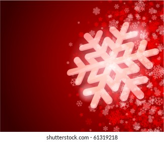 Red abstract christmas background with 3d snowflakes