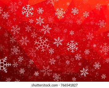 red abstract Christmas background with snowflakes