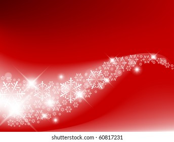 Red Abstract Christmas background with white snowflakes