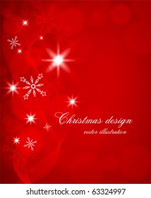 Red abstract Christmas background with white snowflakes