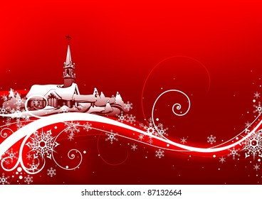 Red Abstract Christmas - colored abstract illustration, vector