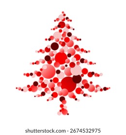 Ein roter abstrakter Weihnachtsbaum mit Kreisen unterschiedlicher Größe