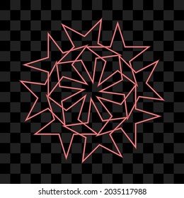 Red abstract circle mandala with shiny neon effect. can use for poster, banner, flyer, pamphlet, leaflet, brochure, catalog, web, site, website, presentation, book cover graphic element resources