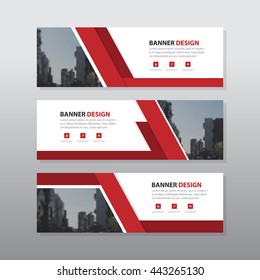 Red abstract corporate business banner template, horizontal advertising business banner layout template flat design set , clean geometric abstract cover header background template for website design, 