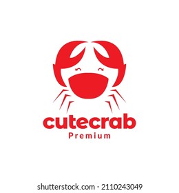 red abstract crab cute smile logo design, vector graphic symbol icon sign illustration