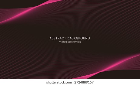 Red abstract curve background material on a black background with text space. 16:9 size vector illustration