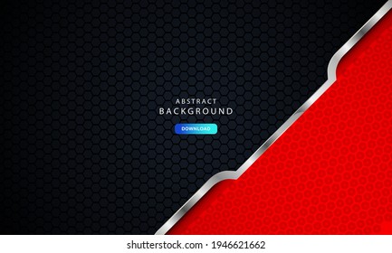 Red abstract dark background vector, modern corporate concept with silver effect