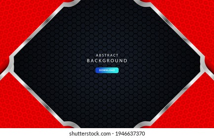 Red abstract dark background vector, modern corporate concept with silver effect