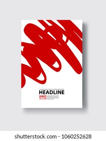 Red abstract design. Ink paint on brochure, Color element isolated on white. Grunge banner paints. Simple composition. Liquid ink. Background for banner, card, poster, identity,web design.