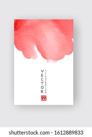 Red abstract design. Ink paint on brochure, Monochrome element isolated on white. Grunge banner paints. Simple composition. Liquid ink. Background for banner, card, poster, identity,web design.