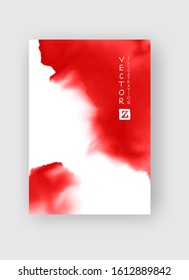 Red abstract design. Ink paint on brochure, Monochrome element isolated on white. Grunge banner paints. Simple composition. Liquid ink. Background for banner, card, poster, identity,web design.