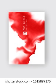 Abstraktes rotes Design. Tinte auf Broschüre, einfarbiges Element einzeln auf Weiß. farbige Grunge-Banner-Farben. Einfache Komposition. Flüssigkeitsfarbe. Hintergrund für Banner, Karte, Poster, Identität, Web-Design.
