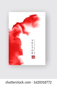 Red abstract design. Ink paint on brochure, Monochrome element isolated on white. Grunge banner paints. Simple composition. Liquid ink. Background for banner, card, poster, identity,web design.