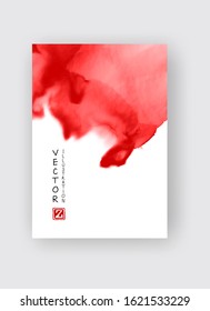 Red abstract design. Ink paint on brochure, Monochrome element isolated on white. Grunge banner paints. Simple composition. Liquid ink. Background for banner, card, poster, identity,web design.