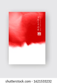 Red abstract design. Ink paint on brochure, Monochrome element isolated on white. Grunge banner paints. Simple composition. Liquid ink. Background for banner, card, poster, identity,web design.