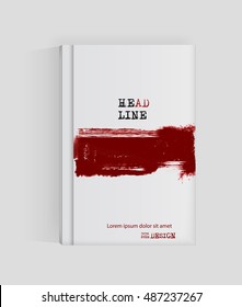 Red abstract design. Ink paint on brochure, Blood element isolated on white. Grunge banner paints. Simple composition. Liquid ink. Background for banner, card, poster, identity,web design.
