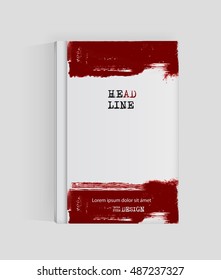 Red abstract design. Ink paint on brochure, Blood element isolated on white. Grunge banner paints. Simple composition. Liquid ink. Background for banner, card, poster, identity,web design.