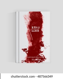 Diseño abstracto rojo. Pintura de tinta en el folleto, elemento sanguíneo aislado en blanco. Pinturas de pancartas gruesas. Composición simple. Tinta líquida. Antecedentes para banner, tarjeta, afiche, identidad, diseño web.