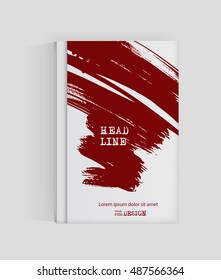 Red abstract design. Ink paint on brochure, Blood element isolated on white. Grunge banner paints. Simple composition. Liquid ink. Background for banner, card, poster, identity,web design.
