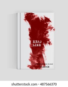 Red abstract design. Ink paint on brochure, Blood element isolated on white. Grunge banner paints. Simple composition. Liquid ink. Background for banner, card, poster, identity,web design.