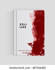 Red abstract design. Ink paint on brochure, Blood element isolated on white. Grunge banner paints. Simple composition. Liquid ink. Background for banner, card, poster, identity,web design.