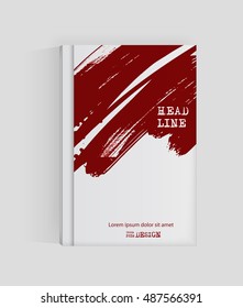 Red abstract design. Ink paint on brochure, Blood element isolated on white. Grunge banner paints. Simple composition. Liquid ink. Background for banner, card, poster, identity,web design.