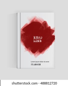 Red abstract design. Ink paint on brochure, Blood element isolated on white. Grunge banner paints. Simple composition. Liquid ink. Background for banner, card, poster, identity,web design.