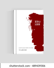 Red abstract design. Ink paint on brochure, Blood element isolated on white. Grunge banner paints. Simple composition. Liquid ink. Background for banner, card, poster, identity,web design.