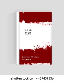 Red abstract design. Ink paint on brochure, Blood element isolated on white. Grunge banner paints. Simple composition. Liquid ink. Background for banner, card, poster, identity,web design.