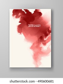 Red abstract design. Ink paint on brochure, Blood element isolated on white. Grunge banner paints. Simple composition. Liquid ink. Background for banner, card, poster, identity,web design.