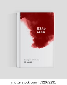 Red abstract design. Ink paint on brochure, Blood element isolated on white. Grunge banner paints. Simple composition. Liquid ink. Background for banner, card, poster, identity,web design.